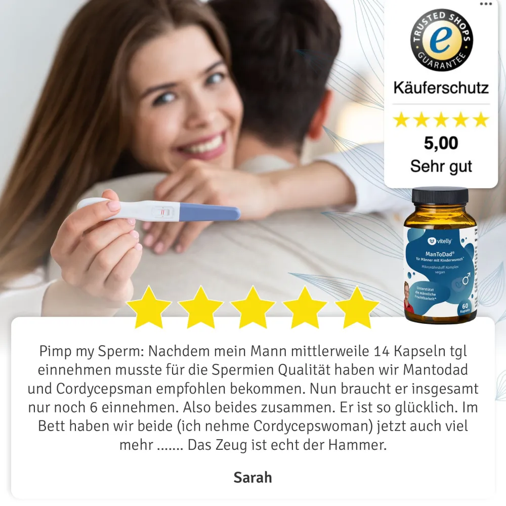 vitelly ManToDad® Kinderwunsch Vitamine für einen Monat| Online