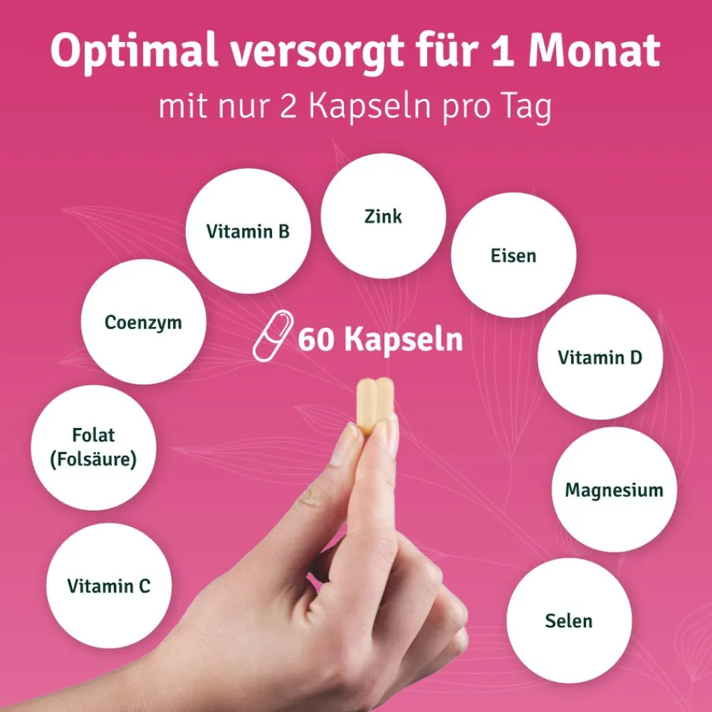 vitelly WomanToMum® Kinderwunsch Vitamine für einen Monat> Hot