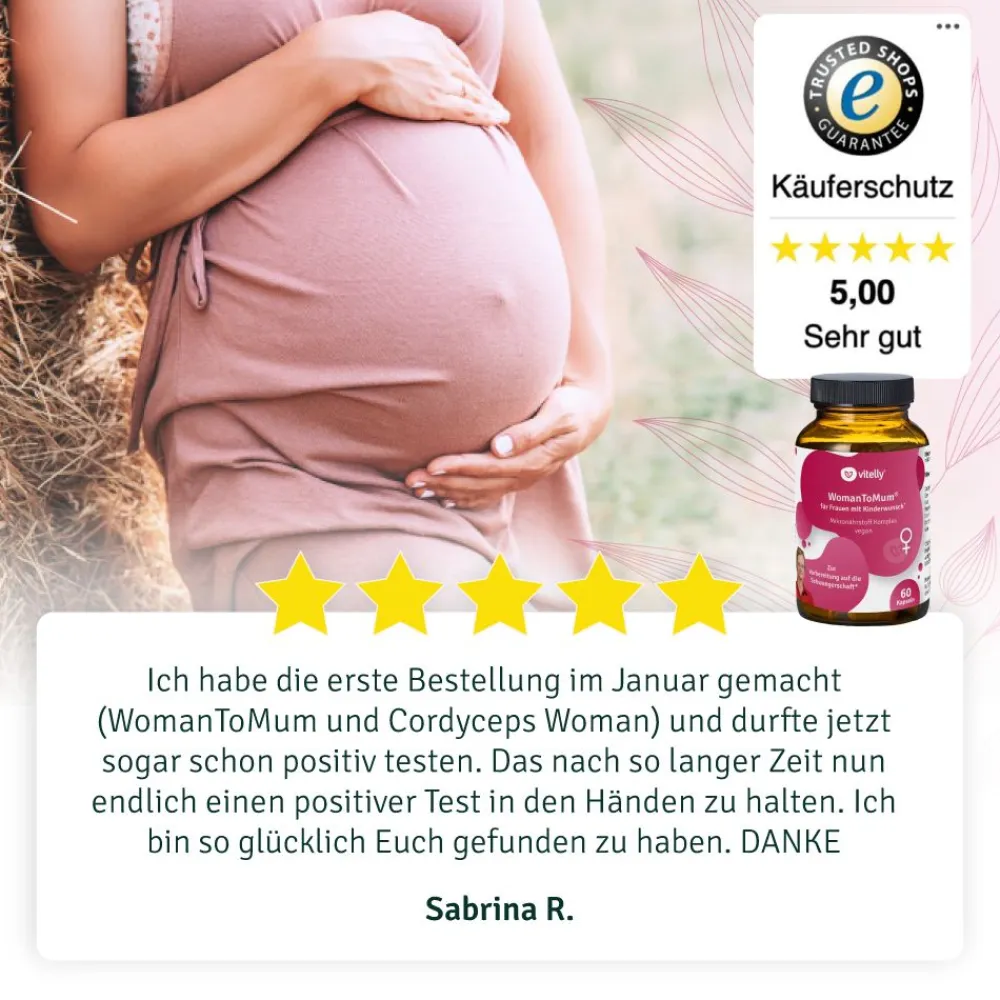 vitelly WomanToMum® Kinderwunsch Vitamine für einen Monat> Hot