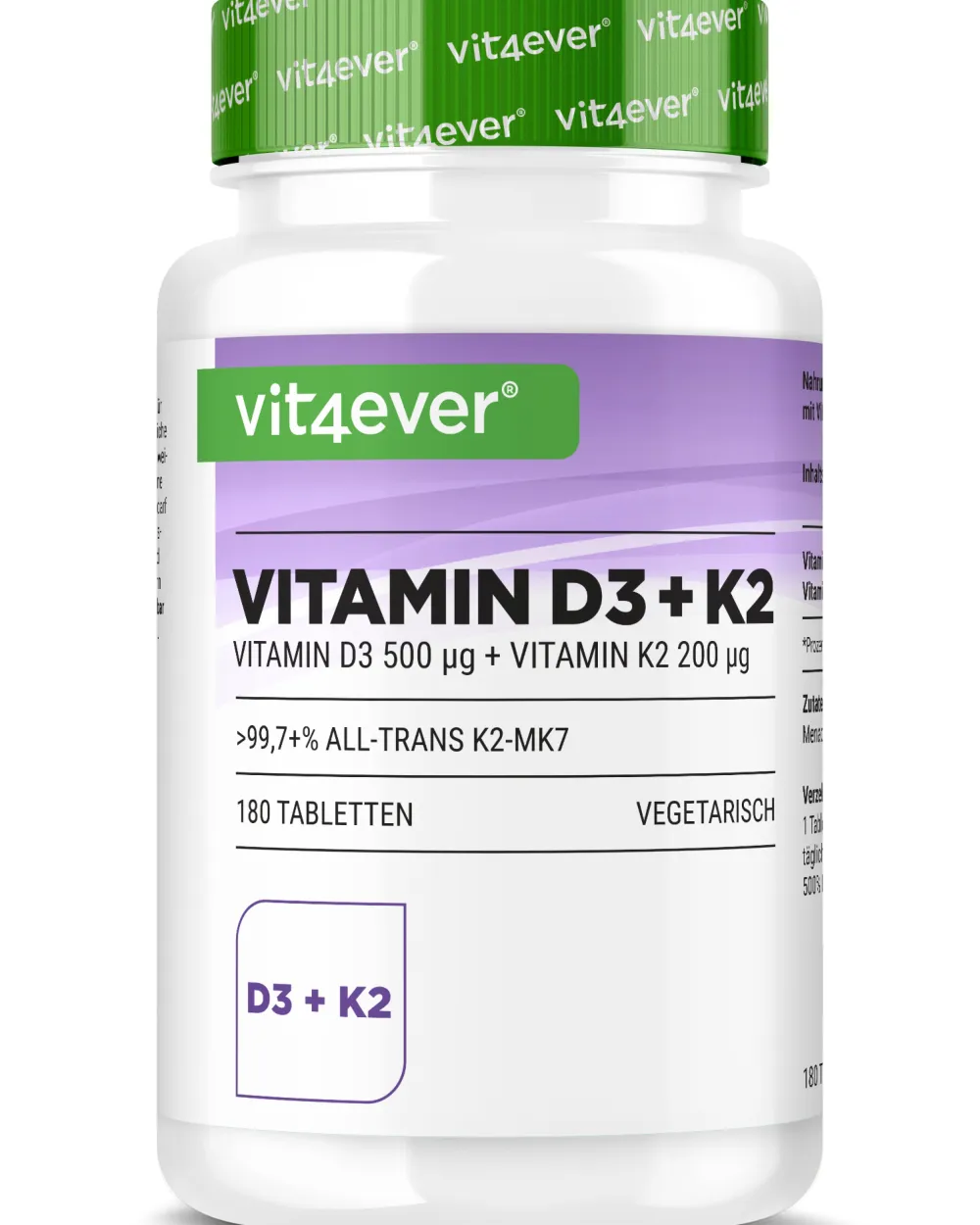 Vitamin D3 20.000 I.E. + Vitamin K2 200 mcg>vit4ever Best