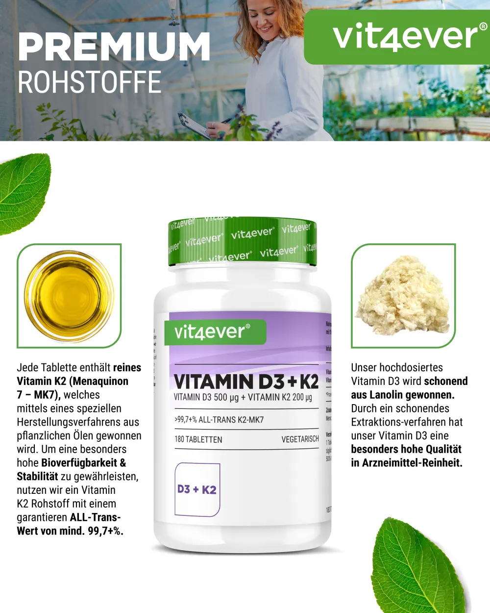 Vitamin D3 20.000 I.E. + Vitamin K2 200 mcg>vit4ever Best
