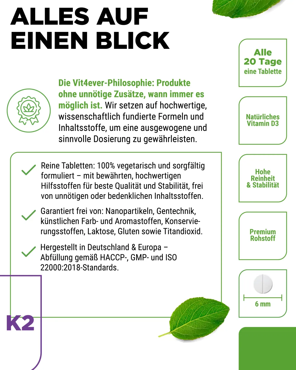 Vitamin D3 20.000 I.E. + Vitamin K2 200 mcg>vit4ever Best