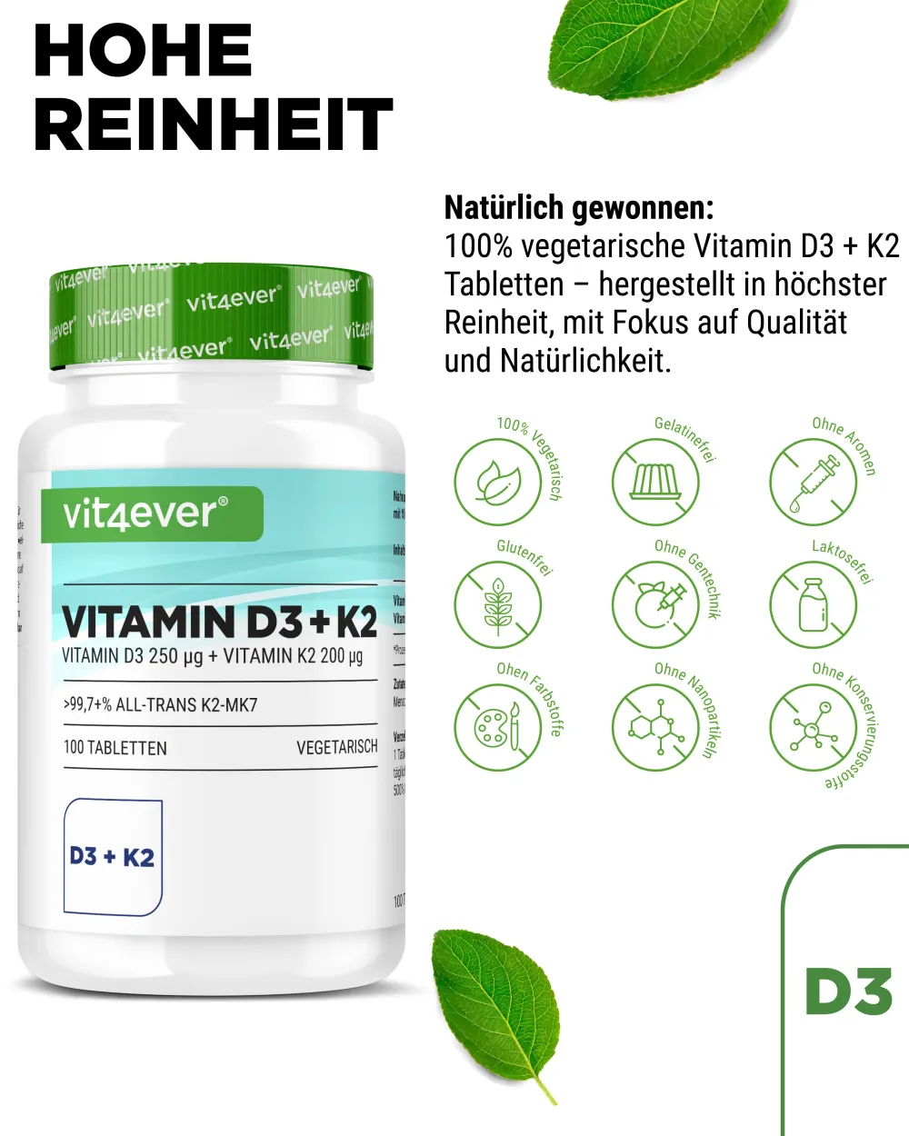 Vitamin D3 10.000 I.E. + Vitamin K2 200 mcg>vit4ever Outlet