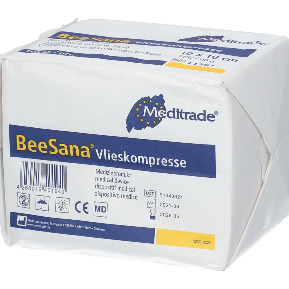 Vlieskompressen 4 fach 10 x 10 cm unsteril> Hot