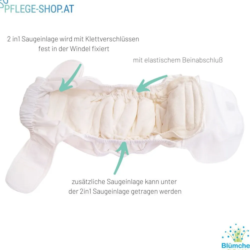 Waschbare Inkontinenzwindel für Erwachsene 2in1>Blümchen Outlet