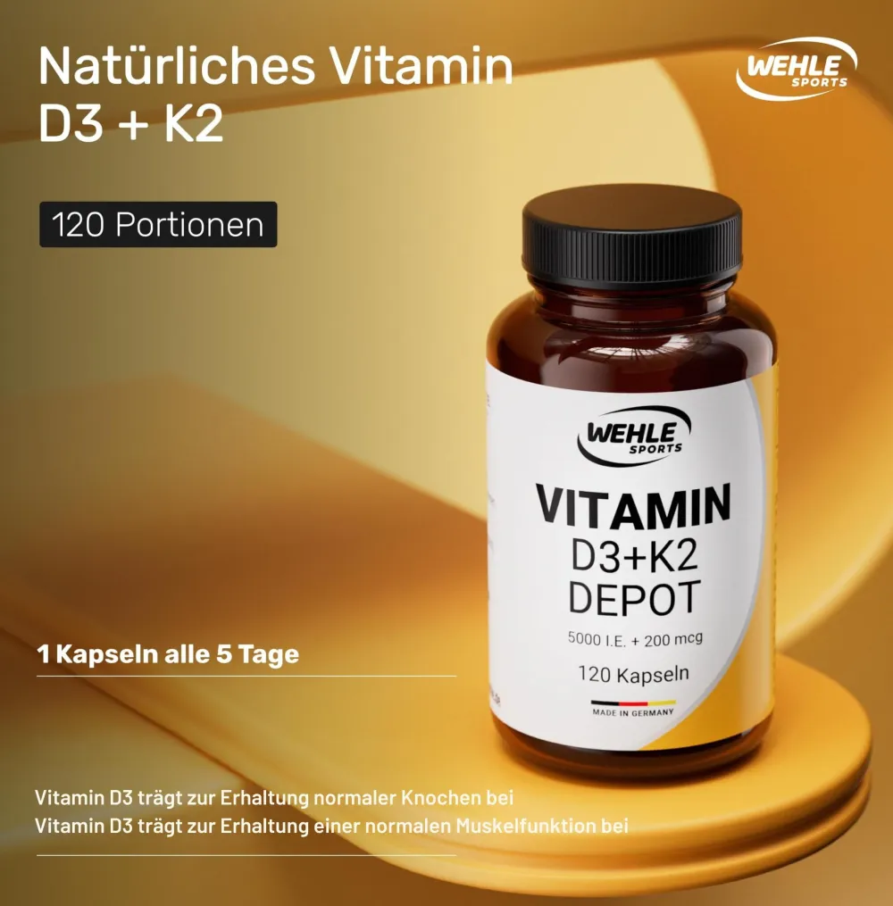 ® Vitamin D3 K2 Kapseln - 5000 IE D3 & 200µg K2>WEHLE SPORTS Outlet