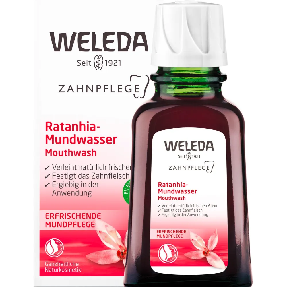 Ratanhia-Mundwasser - strafft das Zahnfleisch und verleiht natürlich frischen Atem>WELEDA