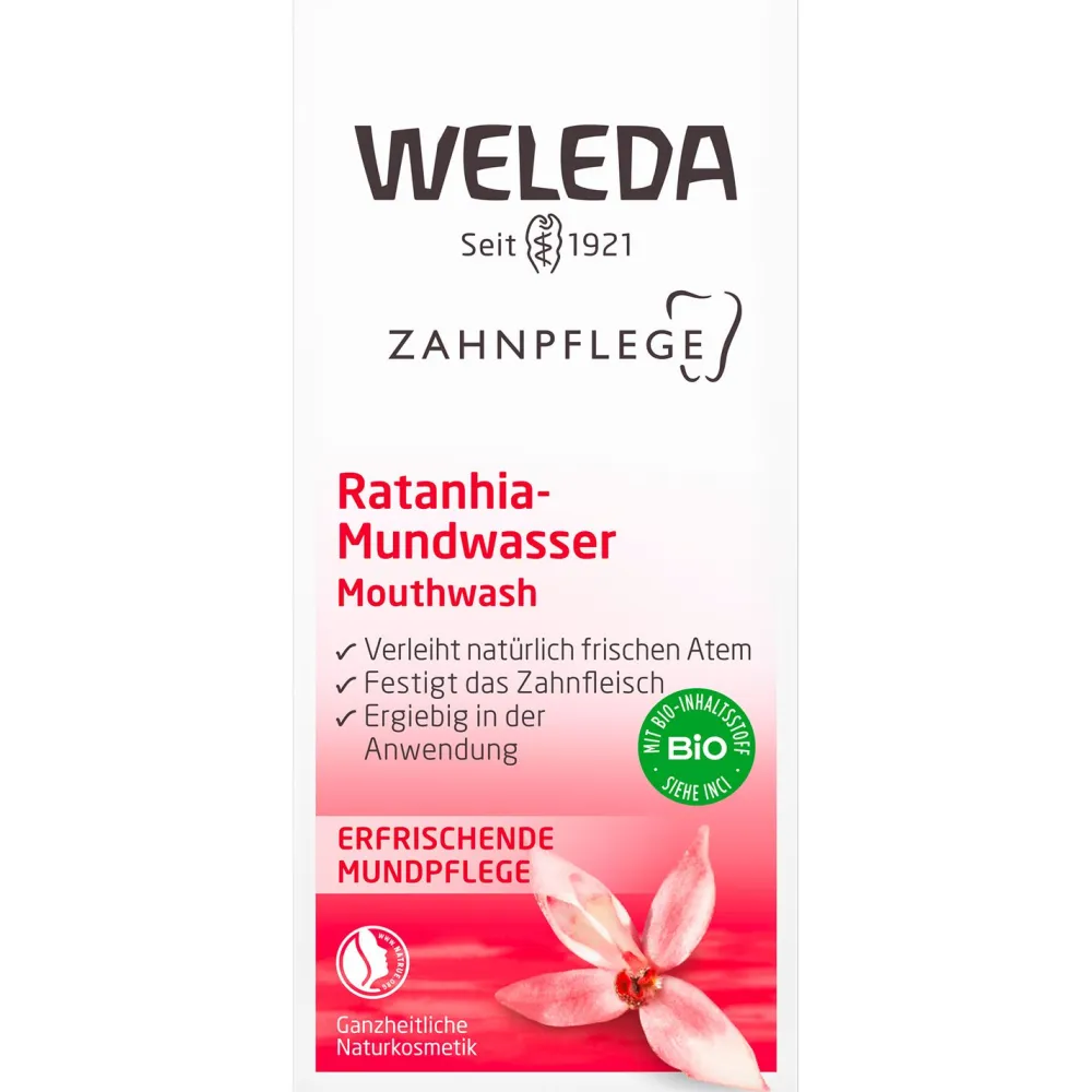 Ratanhia-Mundwasser - strafft das Zahnfleisch und verleiht natürlich frischen Atem>WELEDA