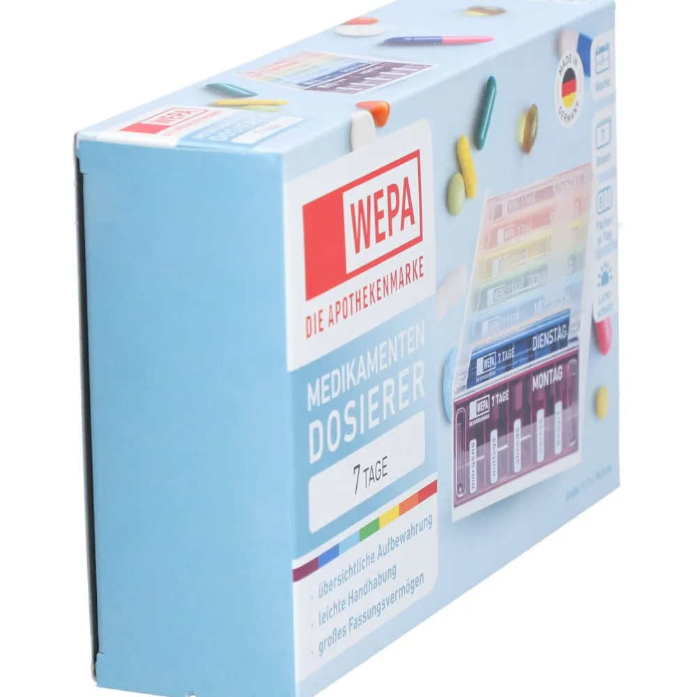WEPA Medikamentendosierer 7 Tage Wochenmagazin Regenbogen/UV-Schutz+| New