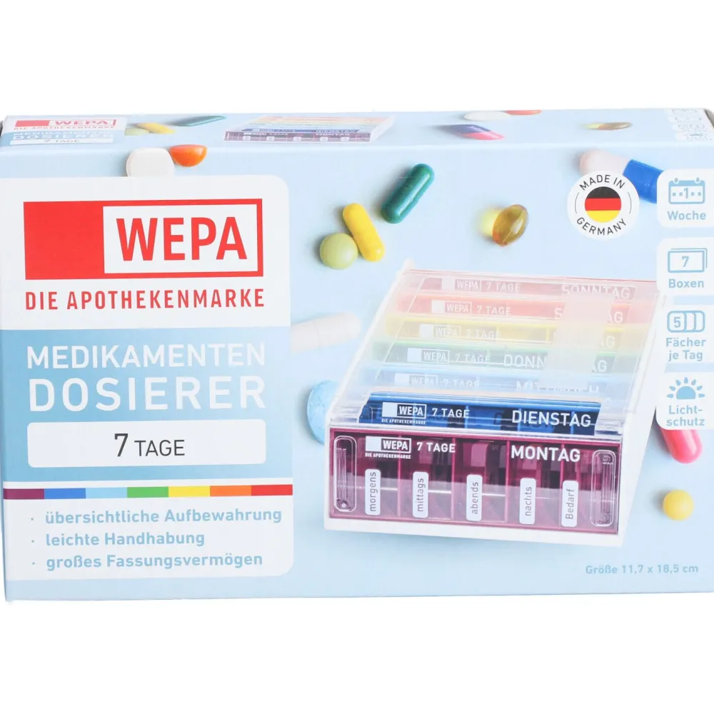 WEPA Medikamentendosierer 7 Tage Wochenmagazin Regenbogen/UV-Schutz+| New
