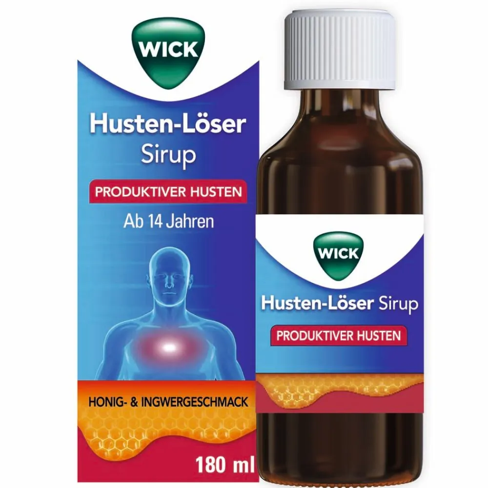 WICK Husten-Löser Sirup mit Honigaroma mit Guaifenesin zur Linderung von produktivem Husten| Sale