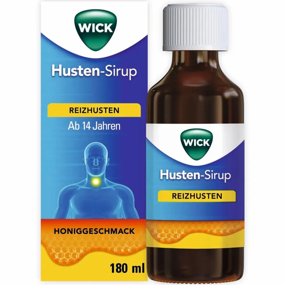 WICK Husten-Sirup gegen Reizhusten mit Honig bietet Linderung gegen Husten bis zu 6 Stunden> Hot