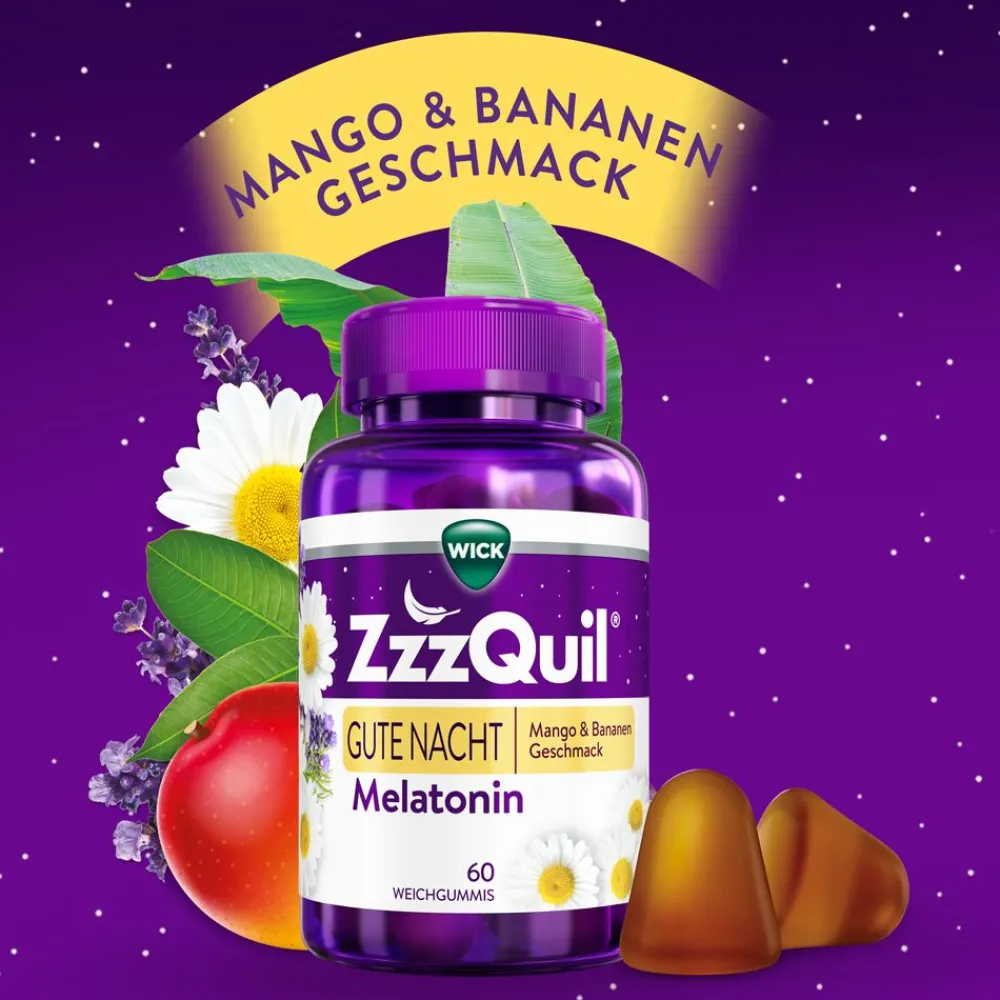 ZzzQuil® Gute Nacht, Einschlafhilfe* mit Melatonin Mango & Banane|WICK Best