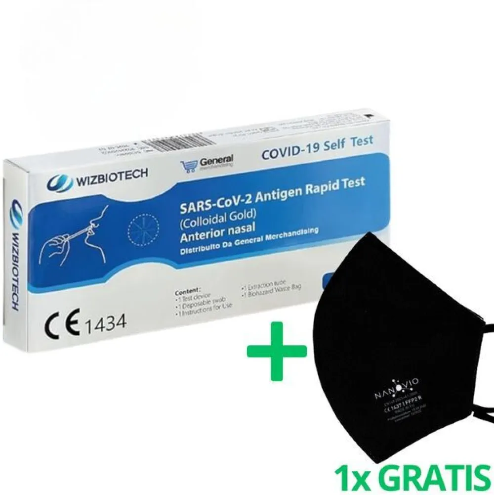WizBiotech COVID-19 Antigen Corona Schnelltest + Gratis NANOVIO FFP2>BioTech USA Online