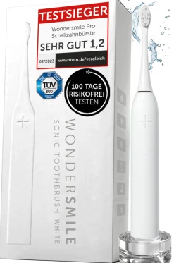 Schallzahnbürste Pro All White - Testsieger - 100 Tage risikofrei testen|WONDERSMILE Clearance