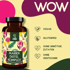 WURZELLIEBE® Leber Komplex - Leber Kur mit Mariendistel, Artischocke, Löwenzahn, Desmodium & Cholin><noscript><img width=
