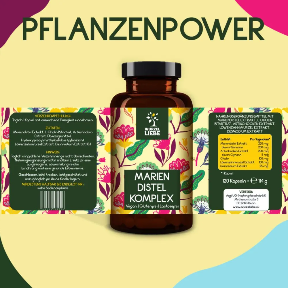 WURZELLIEBE® Leber Komplex - Leber Kur mit Mariendistel, Artischocke, Löwenzahn, Desmodium & Cholin> Clearance