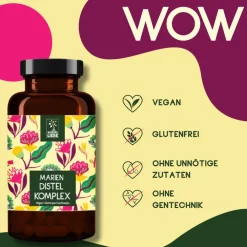 WURZELLIEBE® Leber Komplex - Leber Kur mit Mariendistel, Artischocke, Löwenzahn, Desmodium & Cholin><noscript><img width=