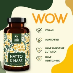 WURZELLIEBE® Nattokinase 100mg & 20.000 FU/g hochdosiert - 240 vegane Kapseln| Hot