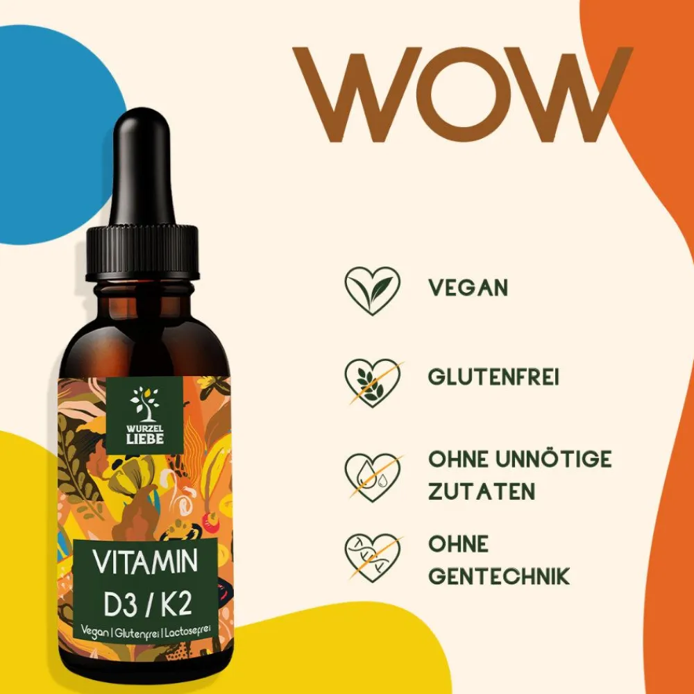 WURZELLIEBE® Vitamin D3 K2 Tropfen hochdosiert| New