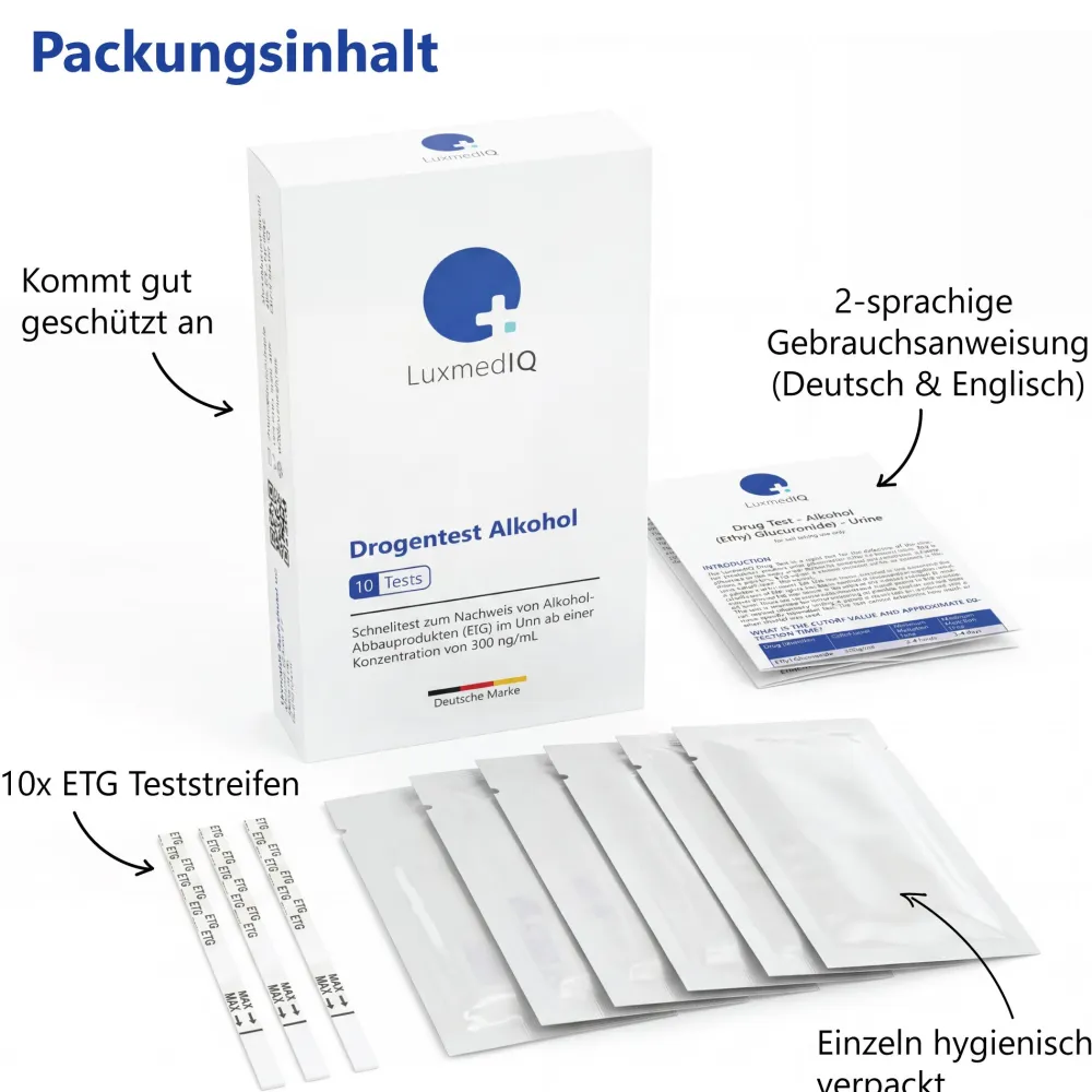 10x Alkoholtest - Ethylglucuronid (ETG) Urin Schnelltest - Cutoff 500 ng/mL|luxmediq Outlet