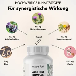 XTRA FUEL Leber Komplex - Leber Kur mit Mariendistel, Artischocke & Löwenzahn> Online