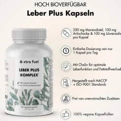 XTRA FUEL Leber Komplex - Leber Kur mit Mariendistel, Artischocke & Löwenzahn><noscript><img width=