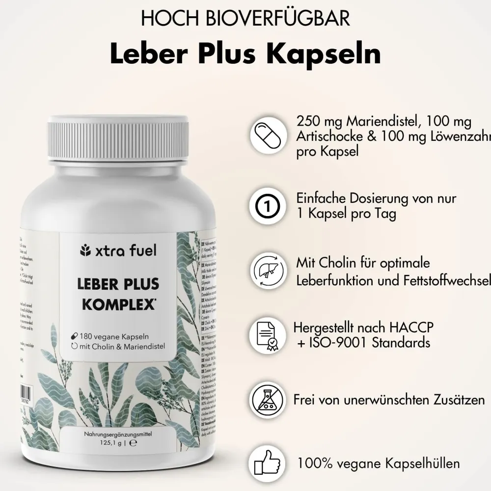 XTRA FUEL Leber Komplex - Leber Kur mit Mariendistel, Artischocke & Löwenzahn> Online