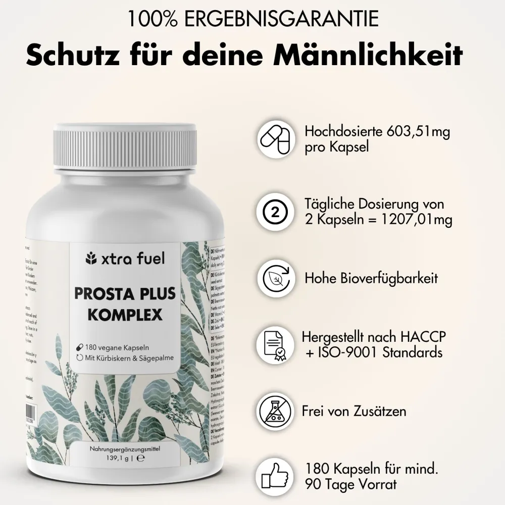 XTRA FUEL Prostata Komplex - Prosta Plus Kapseln mit Sägepalme, Kürbiskern & Selen> Hot