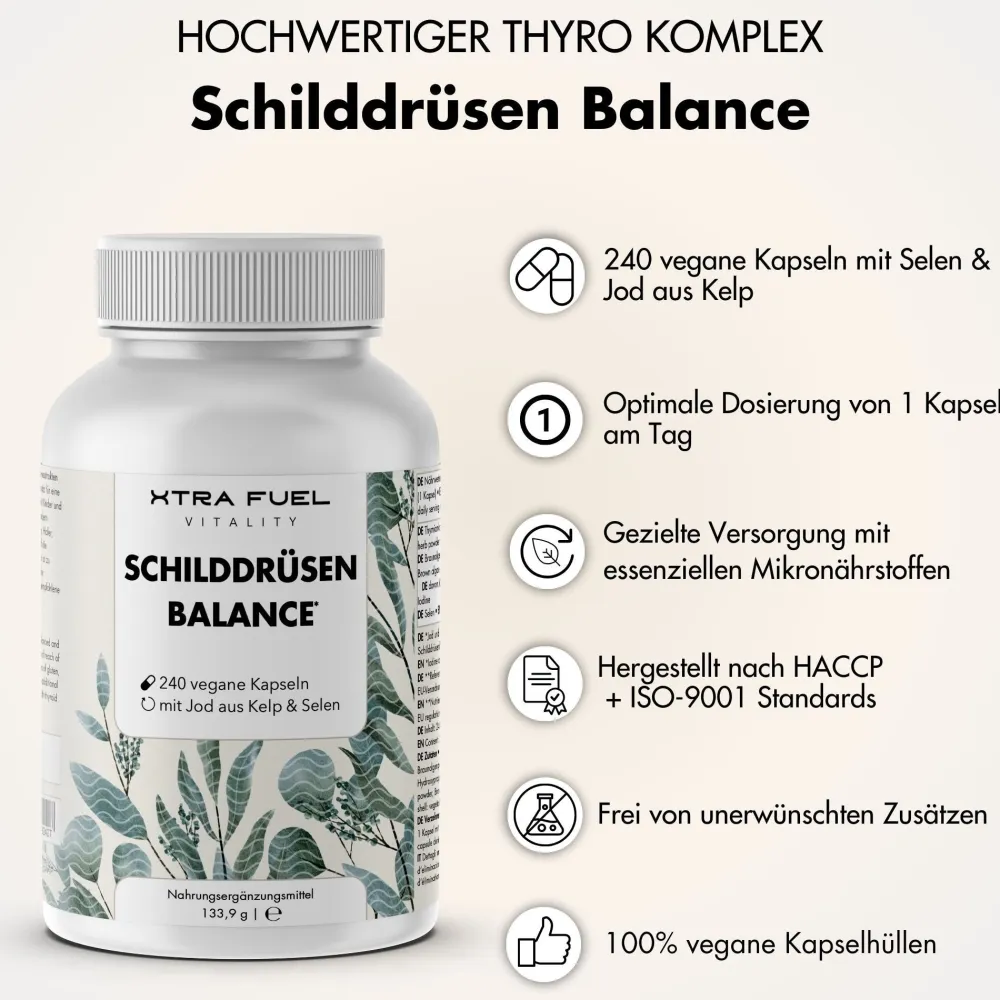 XTRA FUEL Schilddrüsen Balance - Jod (Kelp) Selen Komplex - Schilddrüse Kapseln| Hot
