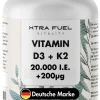 XTRA FUEL Vitamin D3 + K2 Tabletten - hochdosierte 20.000 I.E. + 200mcg MK-7 all-trans> Outlet