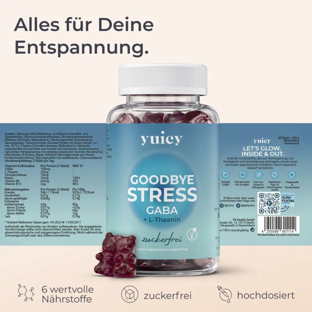 ® Good Bye Stress GABA Gummibärchen - für mehr Entspannung|yuicy