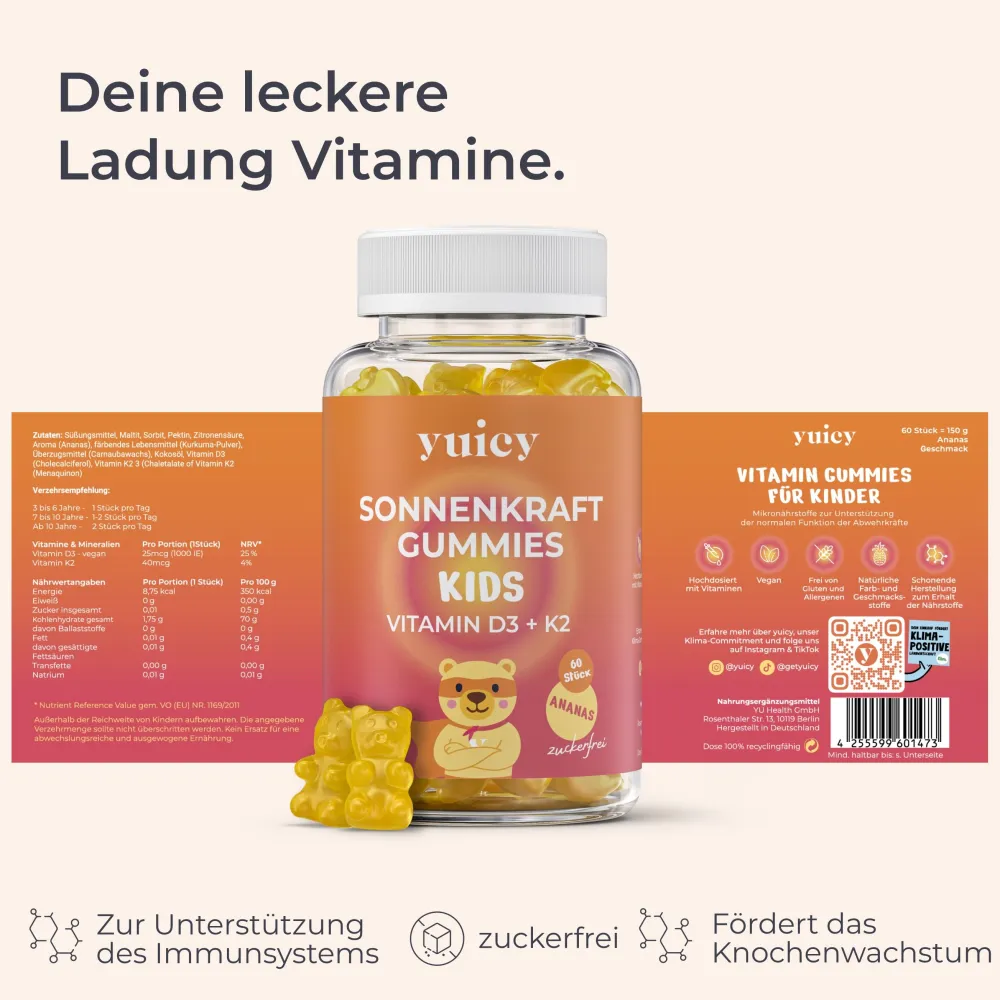 ® Kids Sonnenkraft – Vitamin D3 + K2 Gummibärchen für Kinder>yuicy Sale