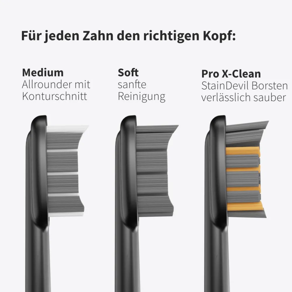 Bürstenkopf Basic Medium weiß (6 Stück) - mittelharte Wechselköpfe|zahnheld Clearance