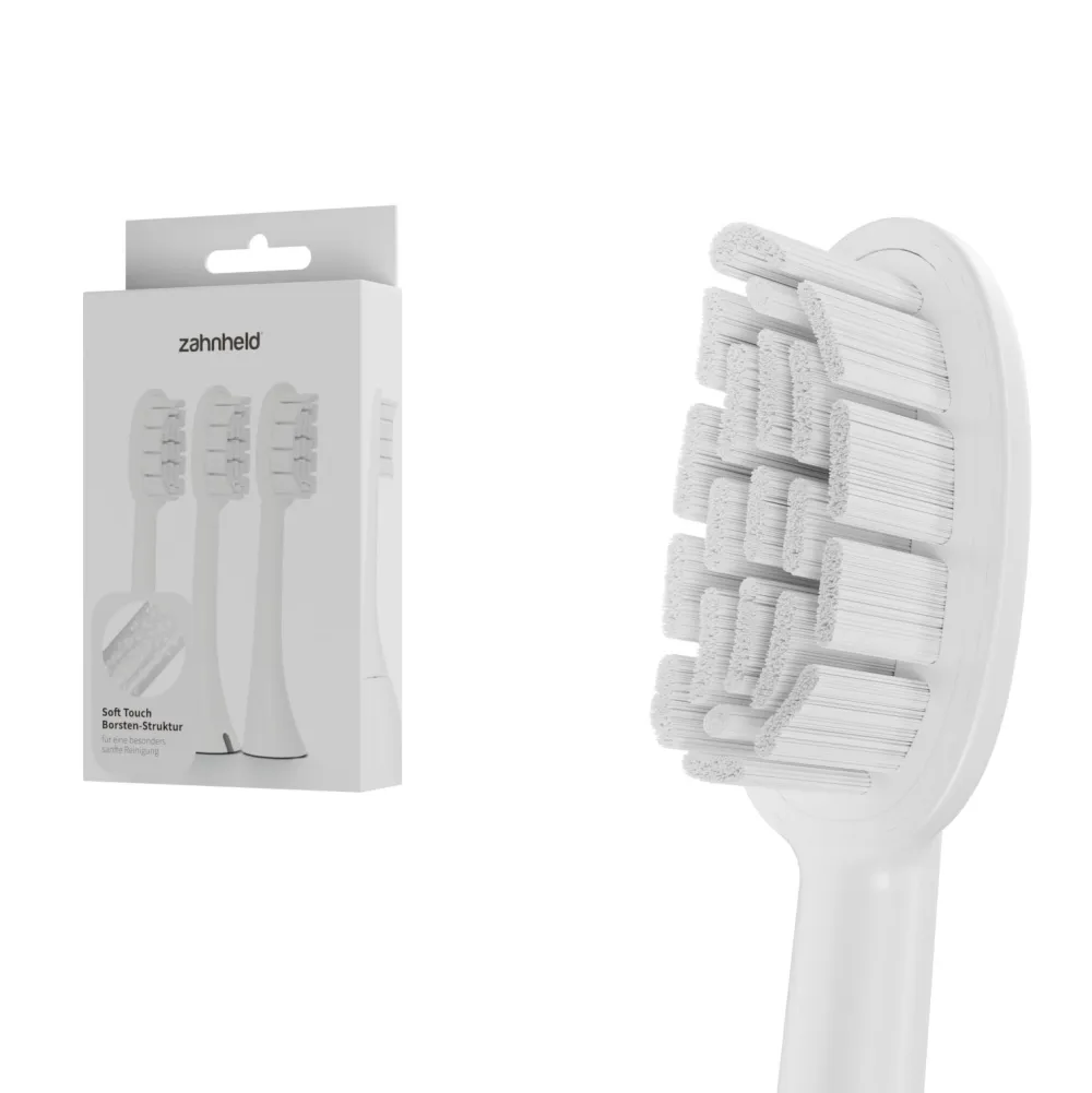 Bürstenkopf Basic Soft weiß (3 Stück) - für sensibles Zahnfleisch & Zähne>zahnheld