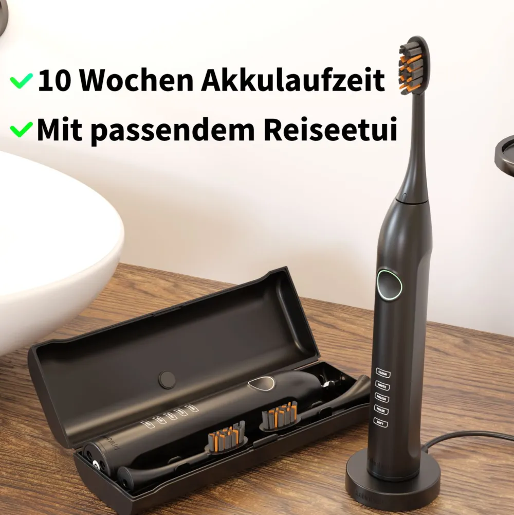 elektrische Schallzahnbürste Gero G3 mit Etui, 5 Putzmodi, lange Akkulaufzeit|zahnheld Hot
