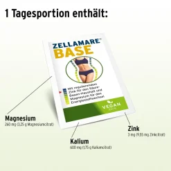 ZELLAMARE BASE + Teststreifen - für Intervall-Fasten, Säure-Basen-Haushalt + Stoffwechsel, VEGAN, glutenfrei| Discount