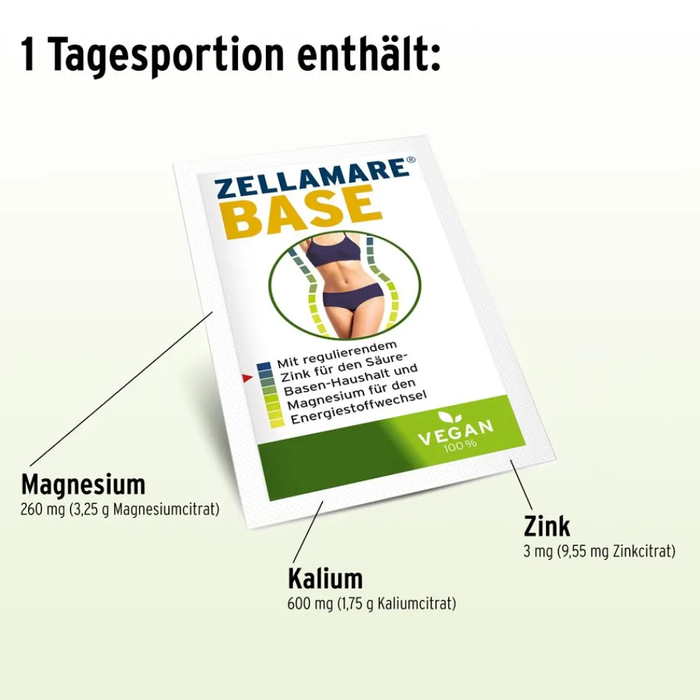 ZELLAMARE BASE + Teststreifen - für Intervall-Fasten, Säure-Basen-Haushalt + Stoffwechsel, VEGAN, glutenfrei| Discount