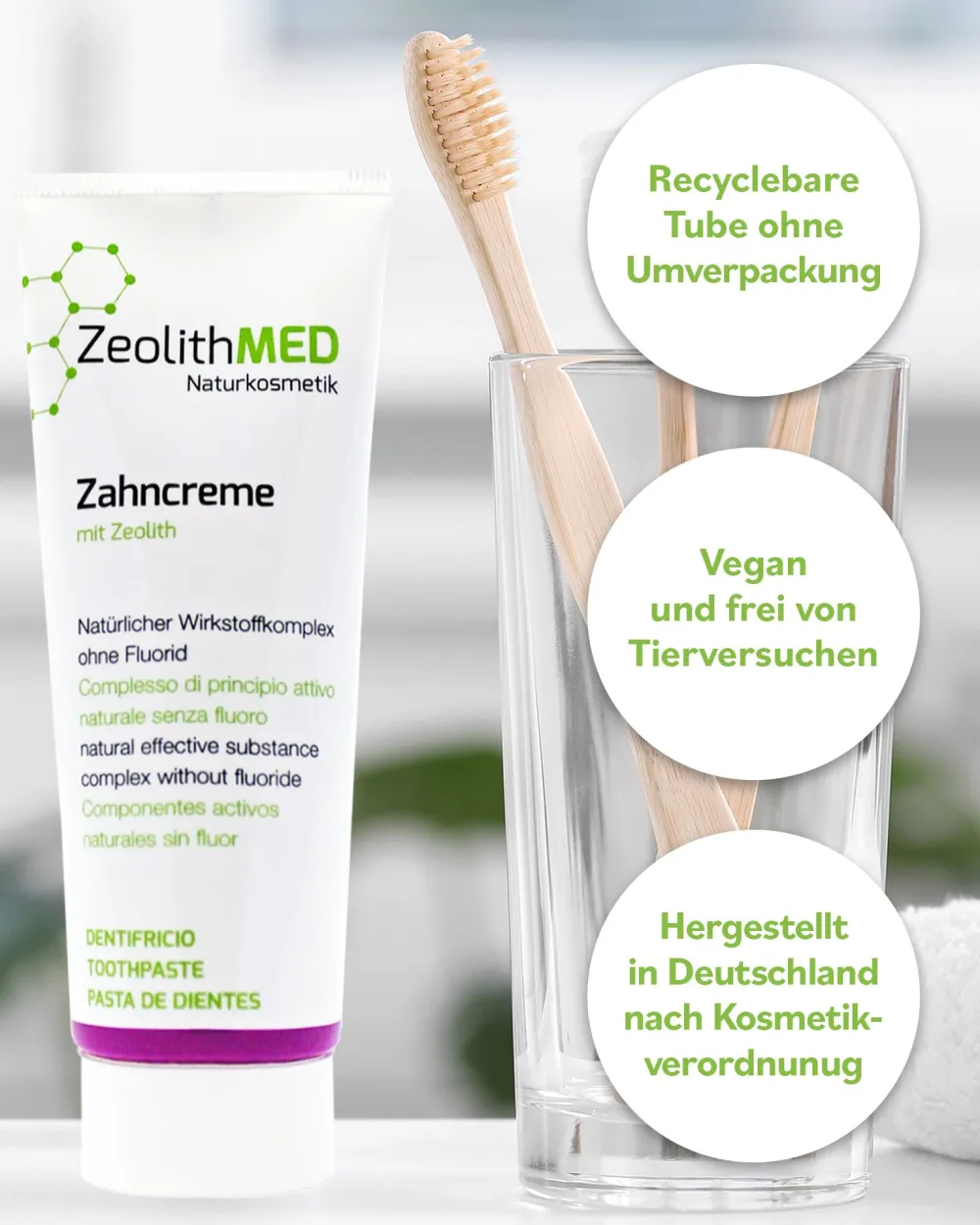 Zeolith MED Zahncreme, Zahnpasta ohne Fluorid, mit Xylit und Minze>ZeolithMED Online