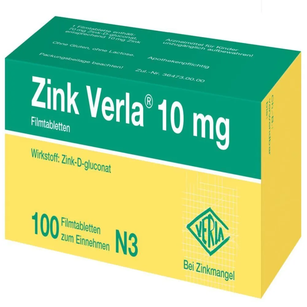 Zink Verla® 10 mg Filmtabletten> New