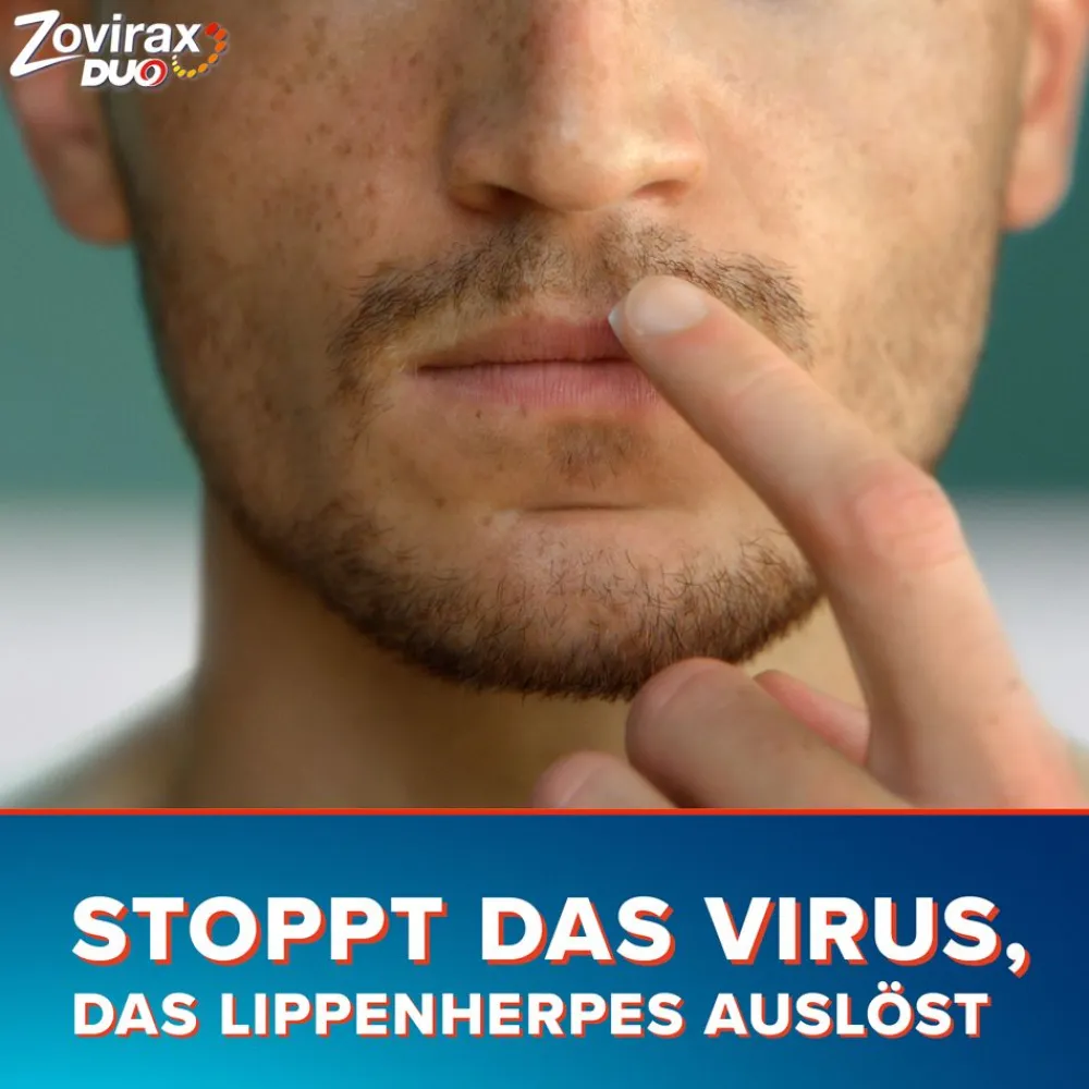 Duo Creme bei Lippenherpes. 5 % Aciclovir, 1 % Hydrocortison. 2 g Tube|ZOVIRAX New