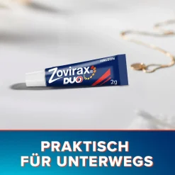 Duo Creme bei Lippenherpes. 5 % Aciclovir, 1 % Hydrocortison. 2 g Tube|ZOVIRAX New